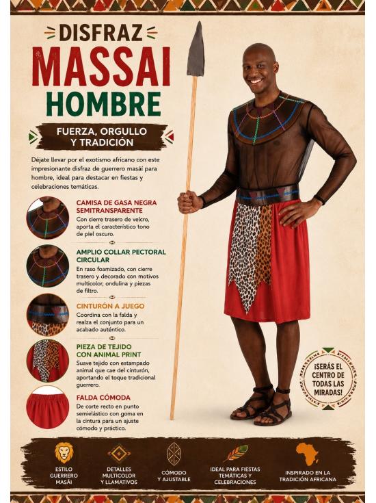 Disfarce Massai para Homem | Guerreiro Africano