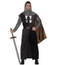 Fantasia medieval de cavaleiro cristão cinza para adulto