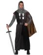 Fantasia medieval de cavaleiro cristão cinza para adulto