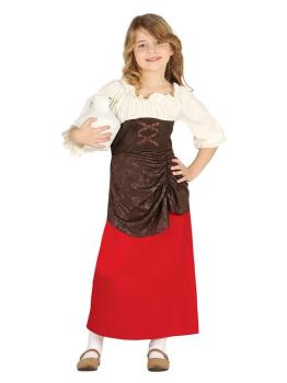 Fato de estalajadeira medieval ou lavadeira feudal para menina