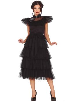 Traje de quarta-feira Addams vestido de festa feminino