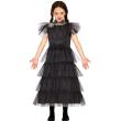 Vestido de festa para menina com fantasia de quarta-feira Addams