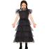 Vestido de festa para menina com fantasia de quarta-feira Addams