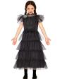 Vestido de festa para menina com fantasia de quarta-feira Addams