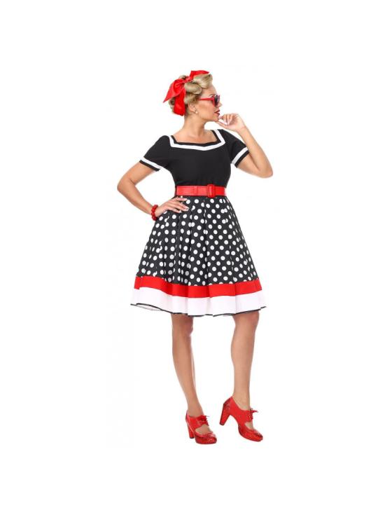 Traje clássico feminino da moda dos anos 50