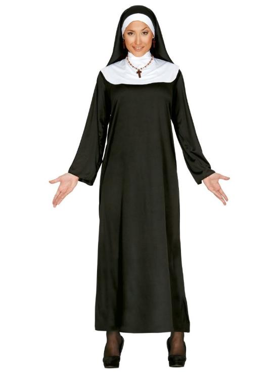 Fantasia de freira para mulheres – Traje religioso adulto para o Carnaval
