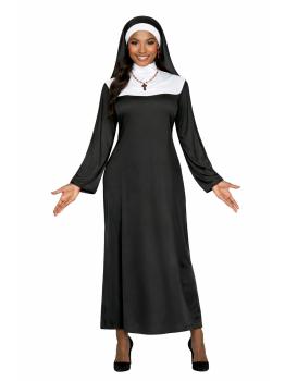 Fantasia de freira para mulheres – Traje religioso adulto para o Carnaval