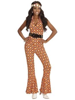 Traje de macacão adulto feminino Groovy 70s Rhombus