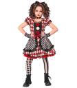 Fantasia de boneca arlequim para meninas – Vestido com laço, gargantilha e luvas