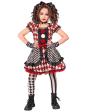 Fantasia de boneca arlequim para meninas – Vestido com laço, gargantilha e luvas