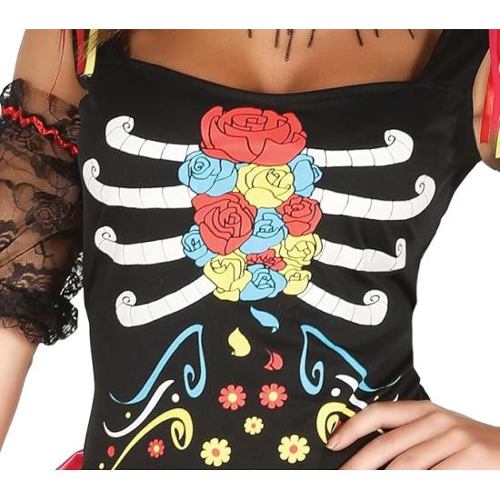 Fantasia feminina sexy e colorida de Senhora da Morte Mexicana Catrina