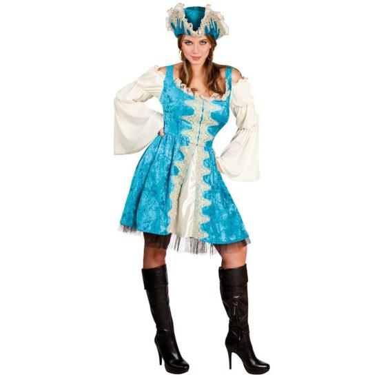 Fantasia de mulher pirata azul luxuosa Fantasia de mulher pirata azul luxuosa