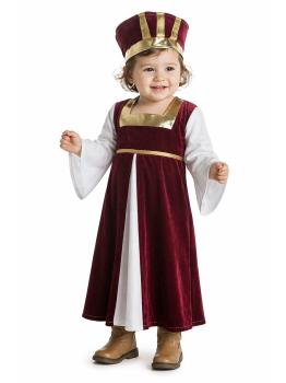 Fantasia Medieval para Bebê Menina – Vestido e Adorno de Cabeça | DisfracesTuyYo