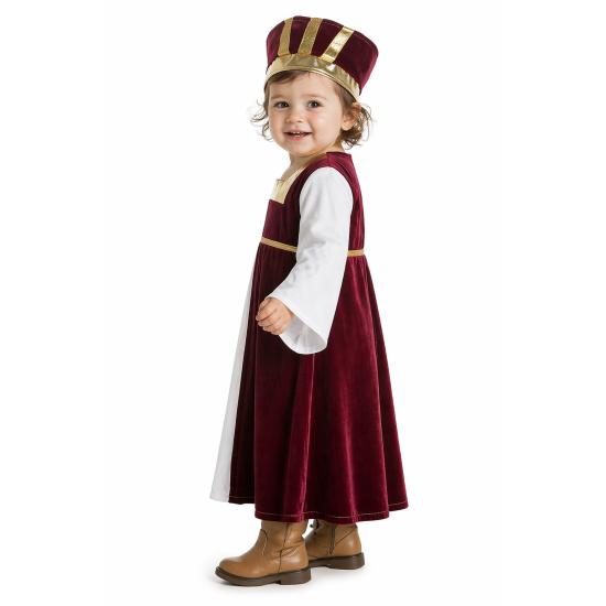 Fantasia Medieval para Bebê Menina – Vestido e Adorno de Cabeça | DisfracesTuyYo