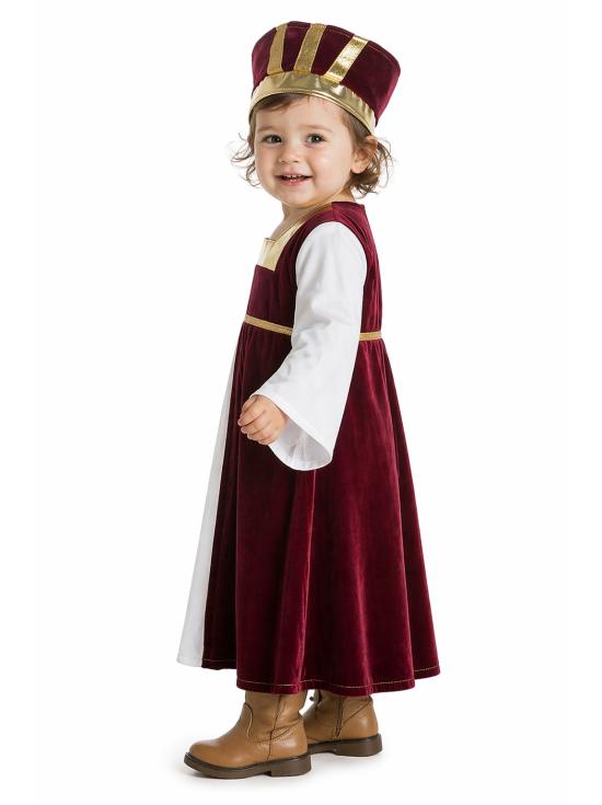 Fantasia Medieval para Bebê Menina – Vestido e Adorno de Cabeça | DisfracesTuyYo