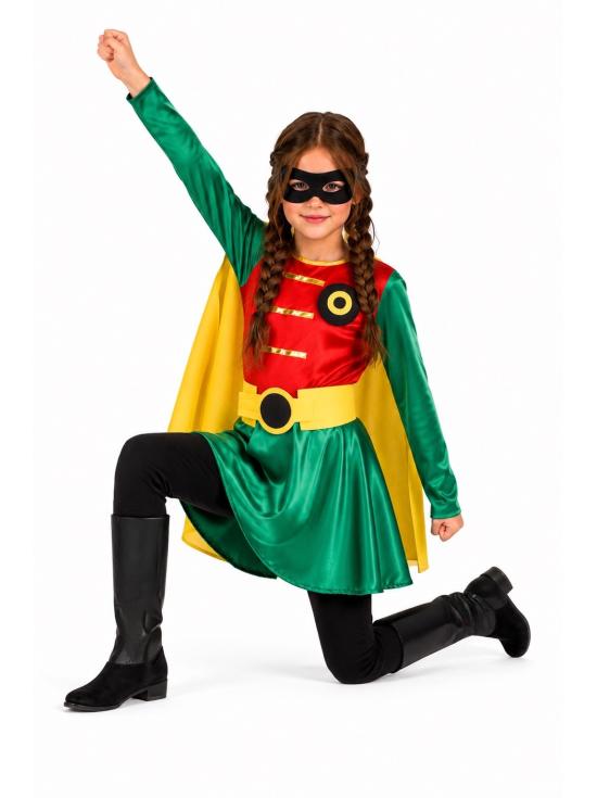 Fantasia da Super Robin Girl com Capa e Botas | Super-heroína Infantil