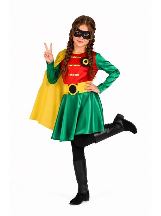 Fantasia da Super Robin Girl com Capa e Botas | Super-heroína Infantil