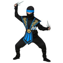 Fato de Ninja Azul para menino com conjunto de armas