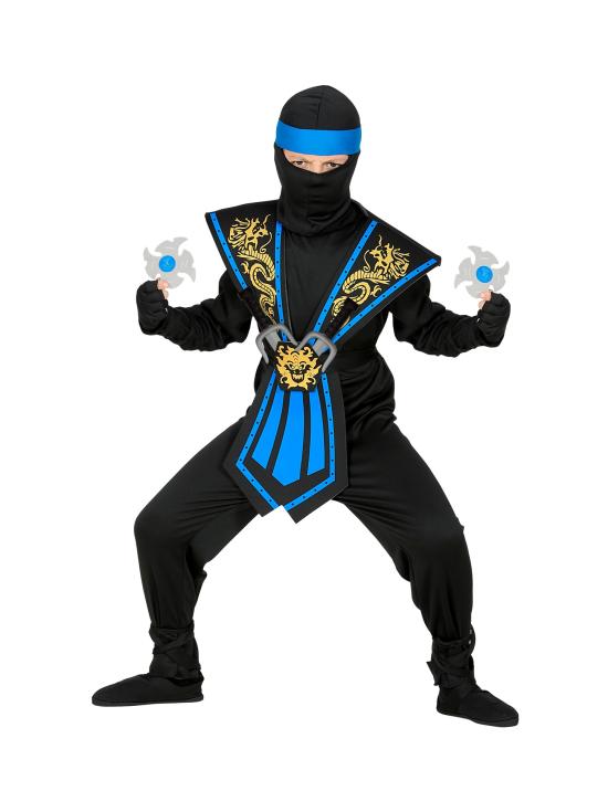 Fantasia de Ninja Azul para Meninos com Conjunto de Armas