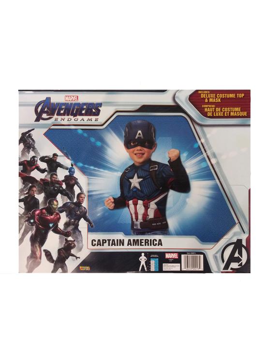 Fantasia infantil Capitão América Endgame Baú e máscara de rubis
