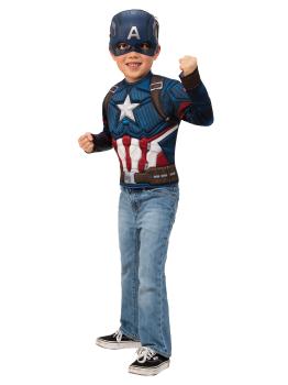 Fantasia infantil Capitão América Endgame Baú e máscara de rubis