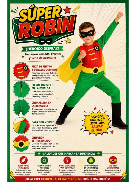 Fantasia de Super Robin Batman para meninos.