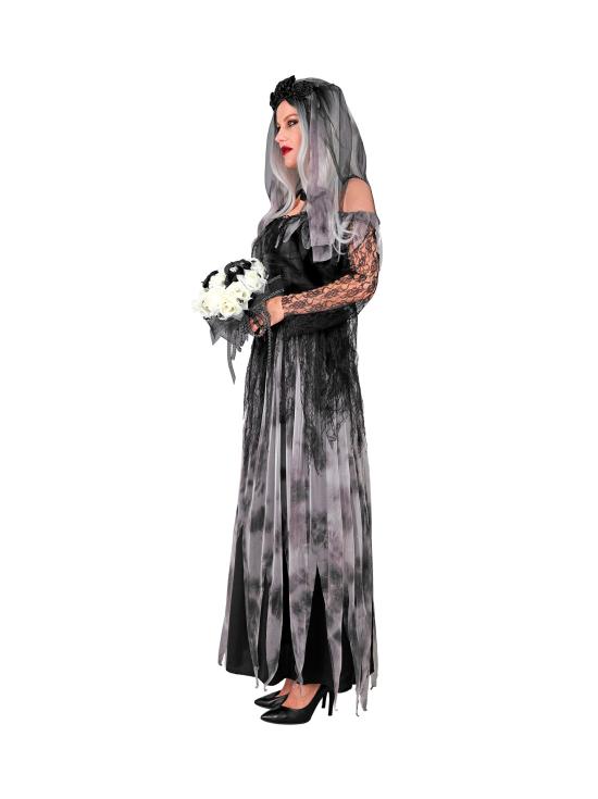 Fantasia de Noiva Morta para Mulheres – Vestido Longo com Véu