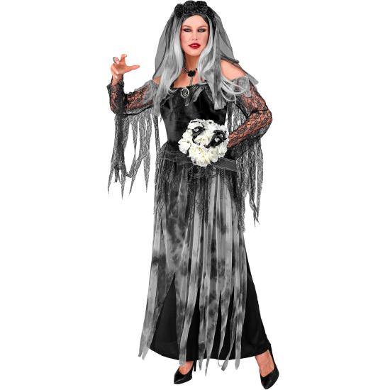 Fantasia de Noiva Morta para Mulheres – Vestido Longo com Véu