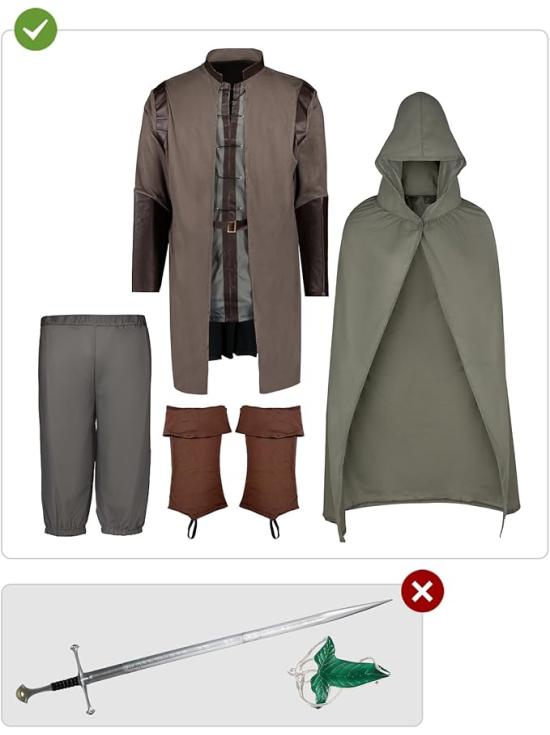 Traje oficial de Aragorn - O Senhor dos Anéis para Homens