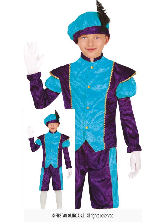Fato de página de Natal azul infantil