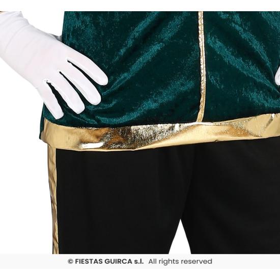 Fato de página de Natal verde para adulto