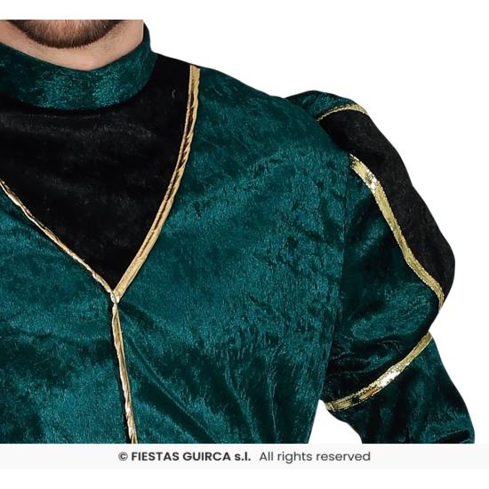 Fato de página de Natal verde para adulto