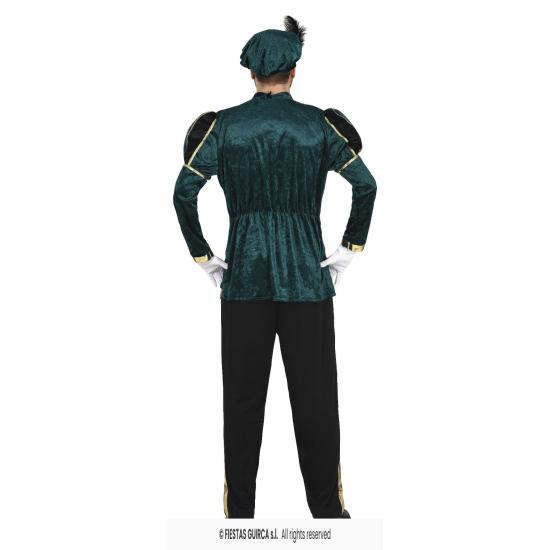 Fato de página de Natal verde para adulto