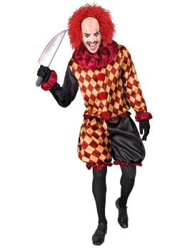 Fantasia de palhaço de terror masculina – jaqueta, gola e calças