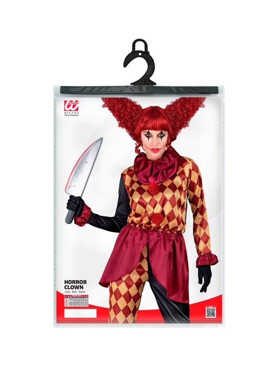 Fantasia de palhaço de terror feminina – Jaqueta, gola e calças