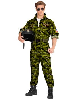 Fantasia de piloto de caça com camuflagem adulta