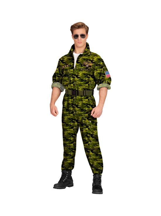 Fantasia de piloto de caça com camuflagem adulta