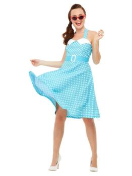Fato de Pin Up anos 50 azul para adulto