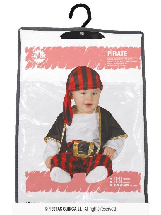 Fantasia de pirata caribenho para bebê.