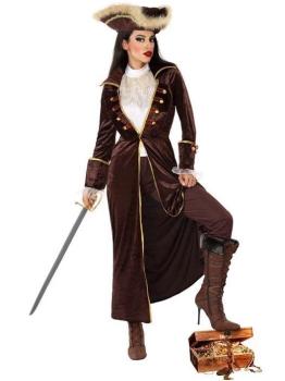Fato de pirata castanho para mulher