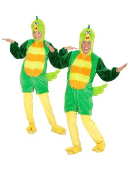 Fato de festa de pássaro verde para adulto