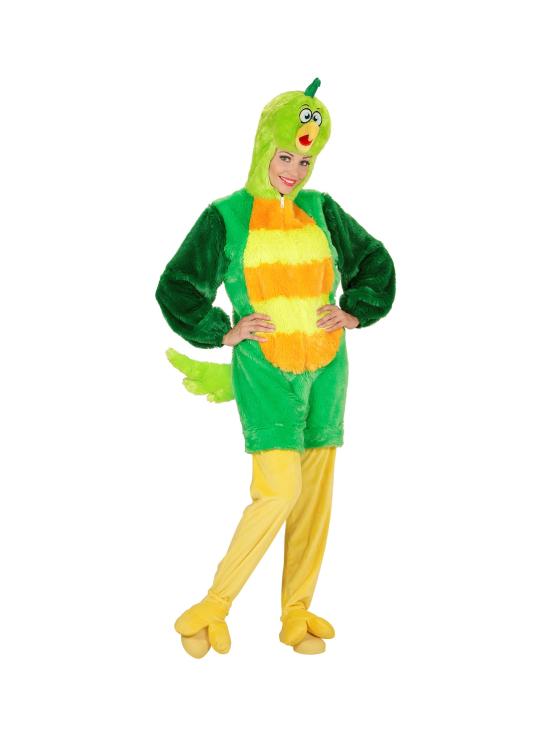 Fato de festa de pássaro verde para adulto