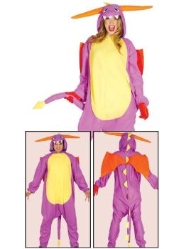 Traje de dragão roxo tamanho único adulto unissex
