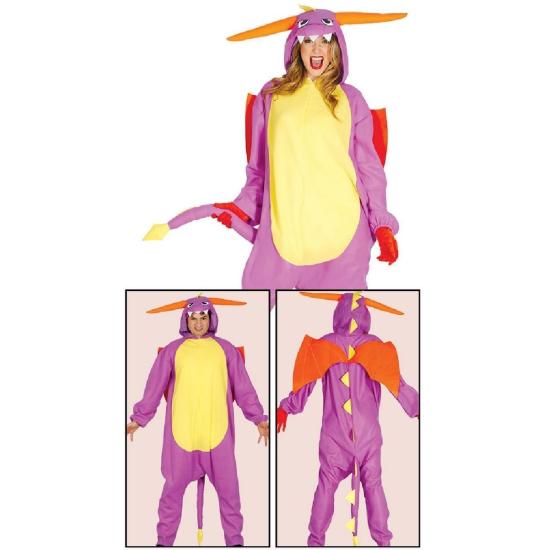 Traje de dragão roxo tamanho único adulto unissex