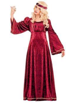 Fantasia vermelha de princesa medieval para meninas