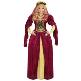 Traje feminino de luxo vermelho rainha medieval