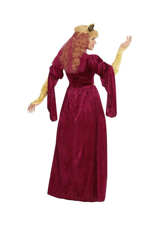 Traje feminino de luxo vermelho rainha medieval