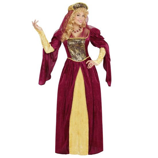 Traje feminino de luxo vermelho rainha medieval Traje feminino de luxo vermelho rainha medieval