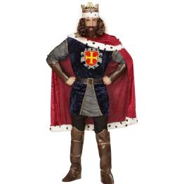 Traje de rei vermelho medieval de luxo adulto