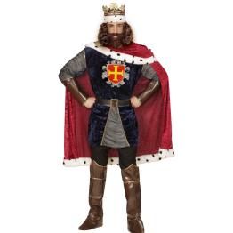 Traje de rei vermelho medieval de luxo adulto
